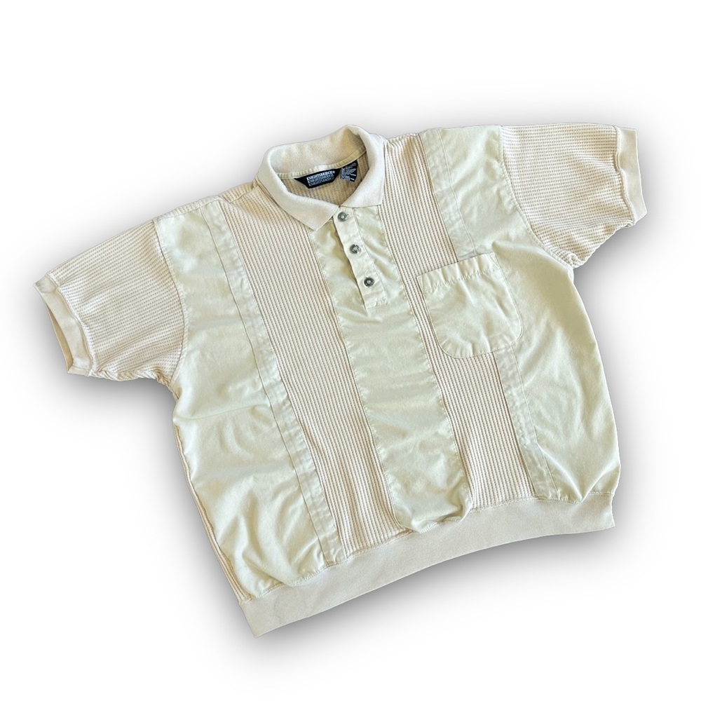 Vintage Cream Two Toned Knit Knightsbridge Collared Shirt